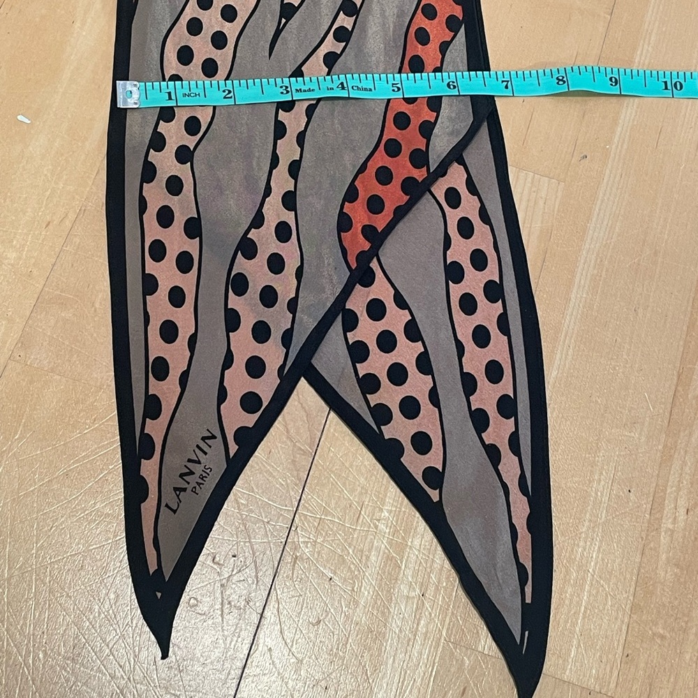 Lanvin Black, Tan, and Orange Polka Dot Scarf - Picture 4 of 5